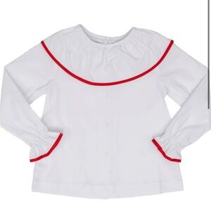 White Blouse with Red Trim